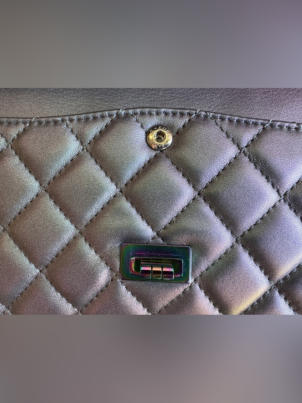 Chanel Iridescent Lilac Purple Lambskin Reissue 2.55 226 Rainbow Hardware - Picture 11 of 13